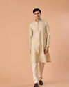 Manyavar Men Beige Celebration Kurta Pajama