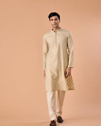Manyavar Men Beige Celebration Kurta Pajama