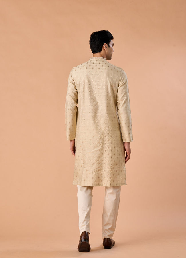 Manyavar Men Beige Celebration Kurta Pajama