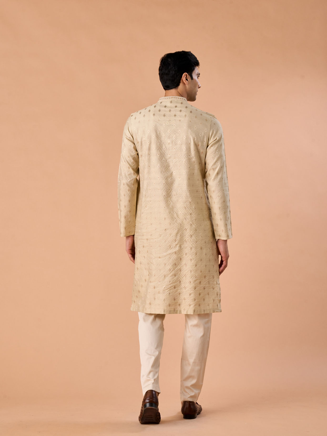 Manyavar Men Beige Celebration Kurta Pajama