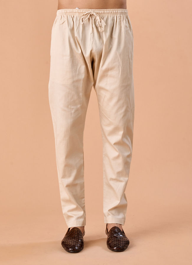 Manyavar Men Beige Celebration Kurta Pajama