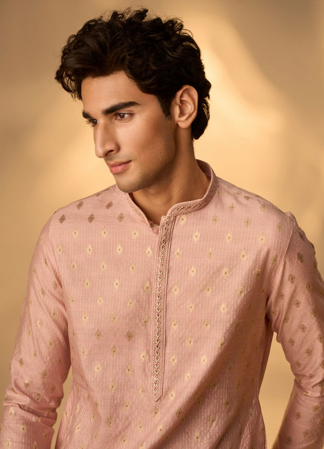 Manyavar Men Pink Splendor Kurta Pajama