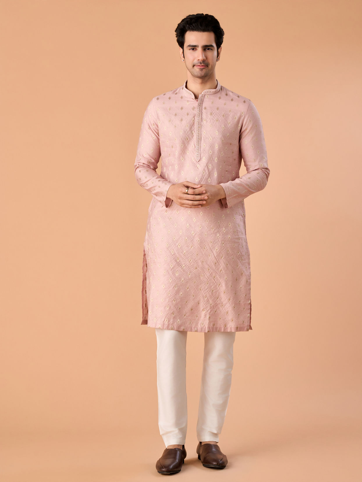 Manyavar Men Pink Splendor Kurta Pajama