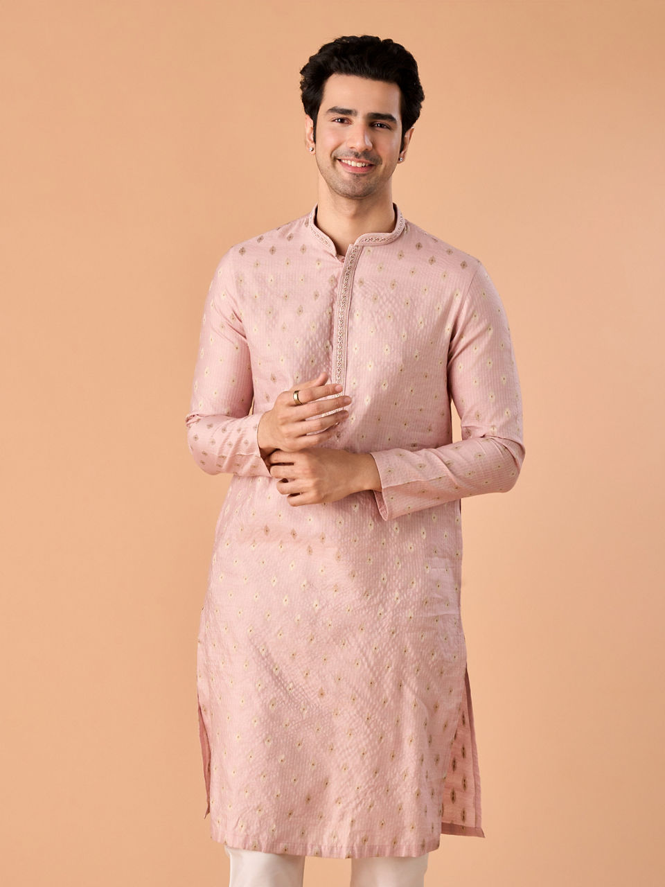 Manyavar Men Pink Splendor Kurta Pajama