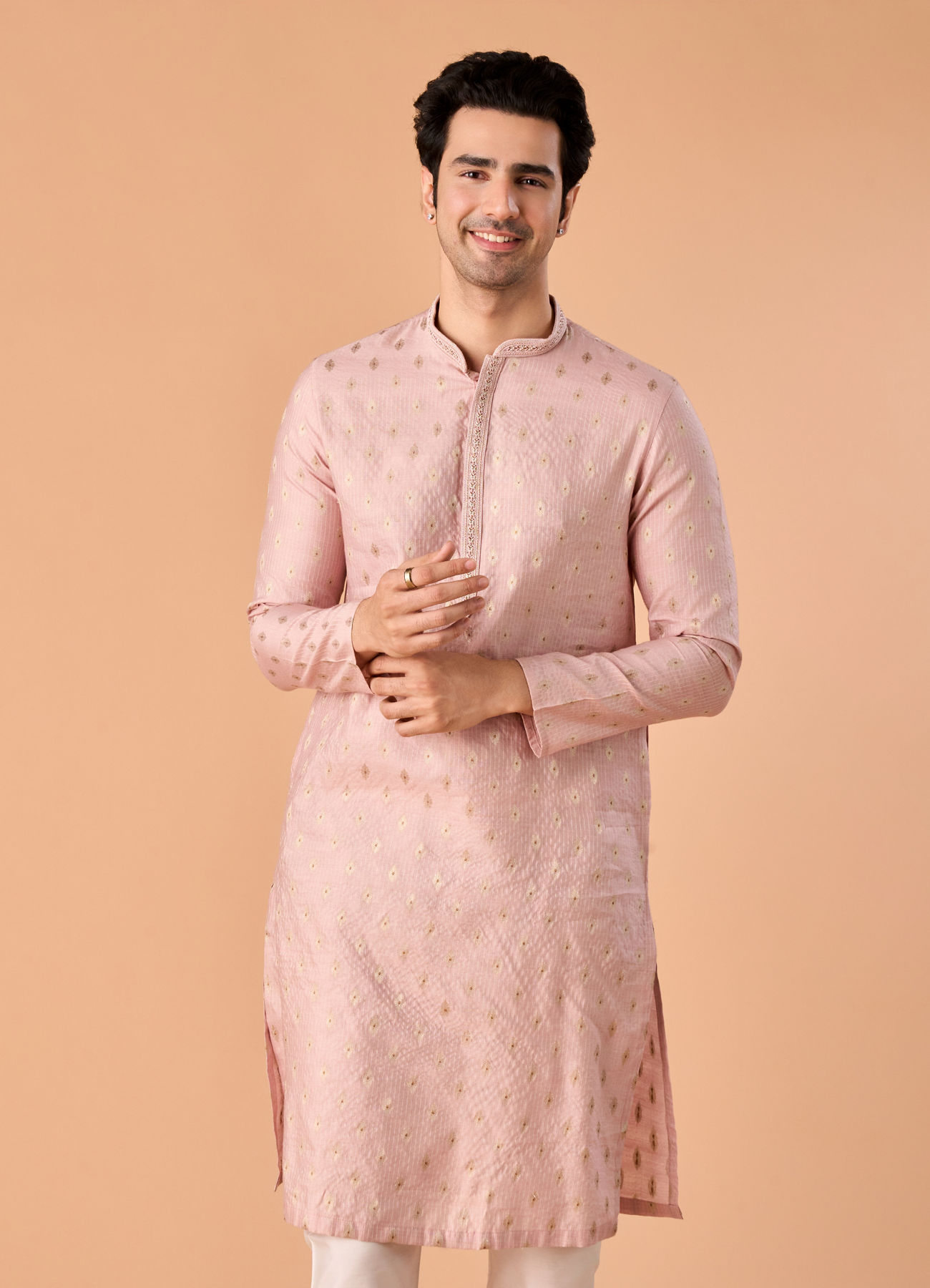 Manyavar Men Pink Splendor Kurta Pajama