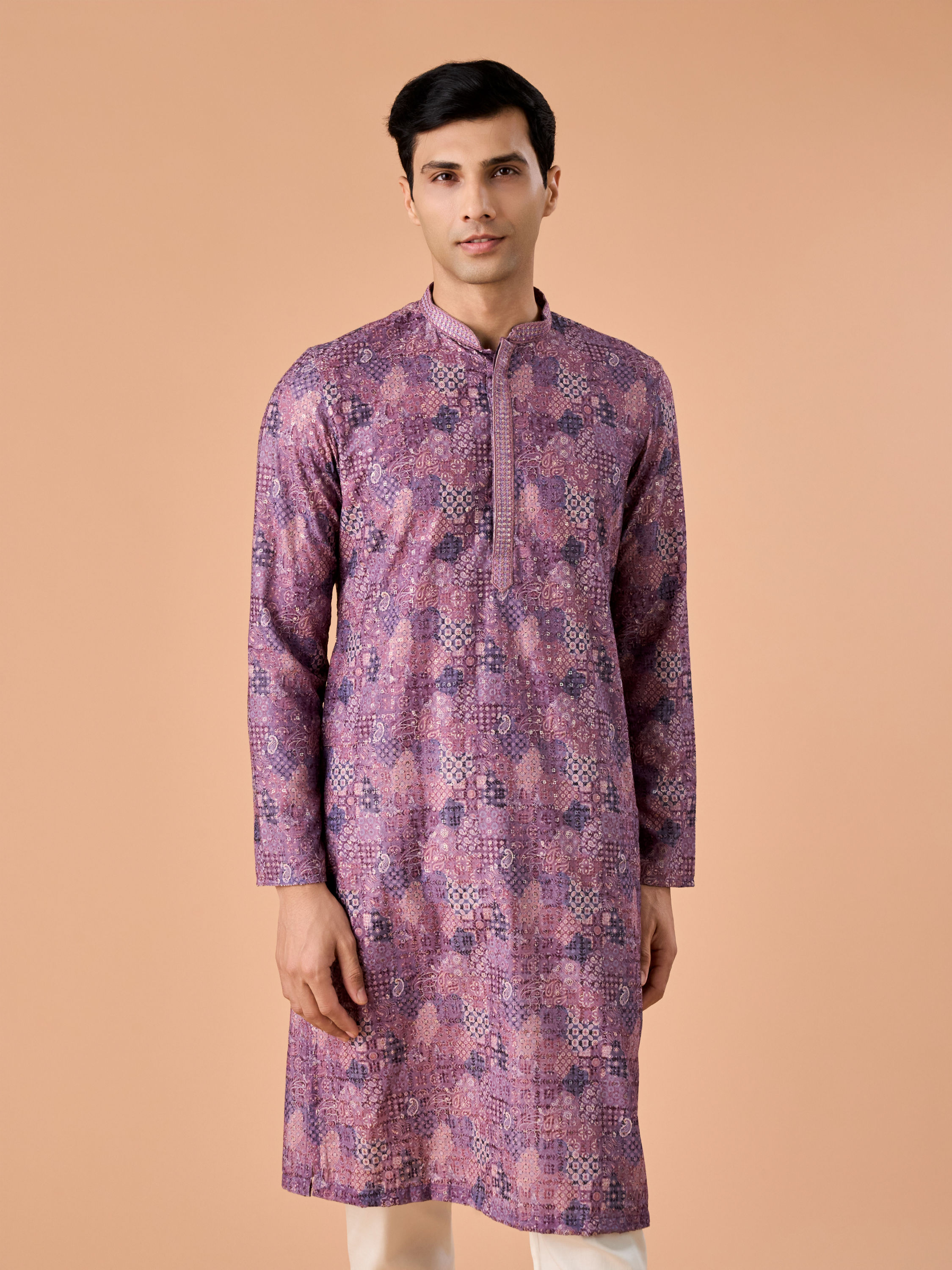 Manyavar Men Lilac Bliss Kurta Pajama