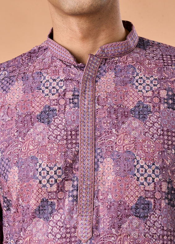 Manyavar Men Lilac Bliss Kurta Pajama