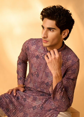 Manyavar Men Lilac Bliss Kurta Pajama