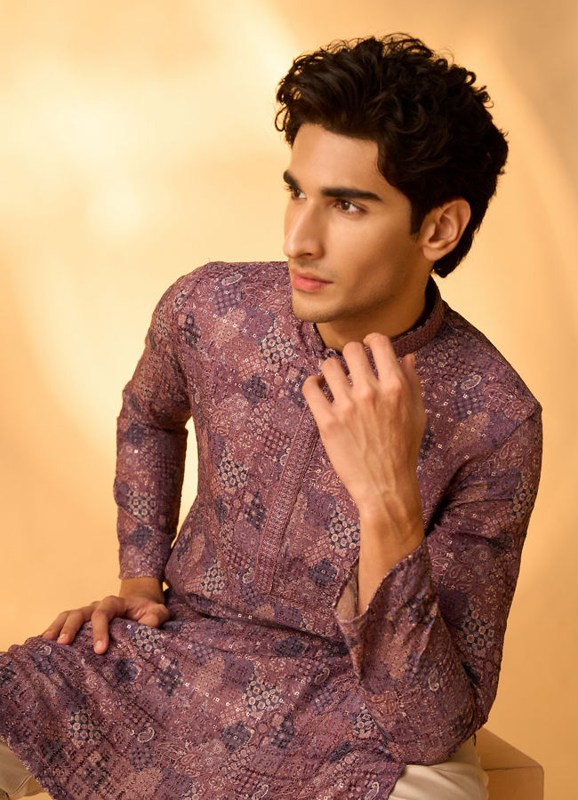 Manyavar Men Lilac Bliss Kurta Pajama