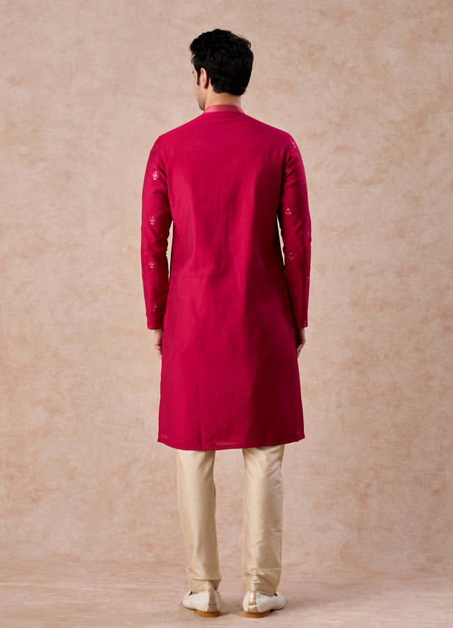 Manyavar Men Radiant Rani Pink Kurta Pajama