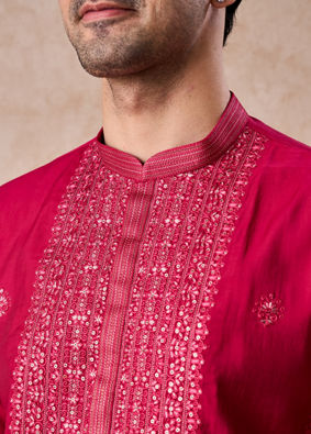 Manyavar Men Radiant Rani Pink Kurta Pajama