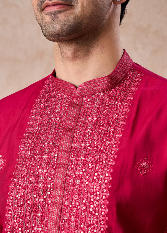Manyavar Men Radiant Rani Pink Kurta Pajama