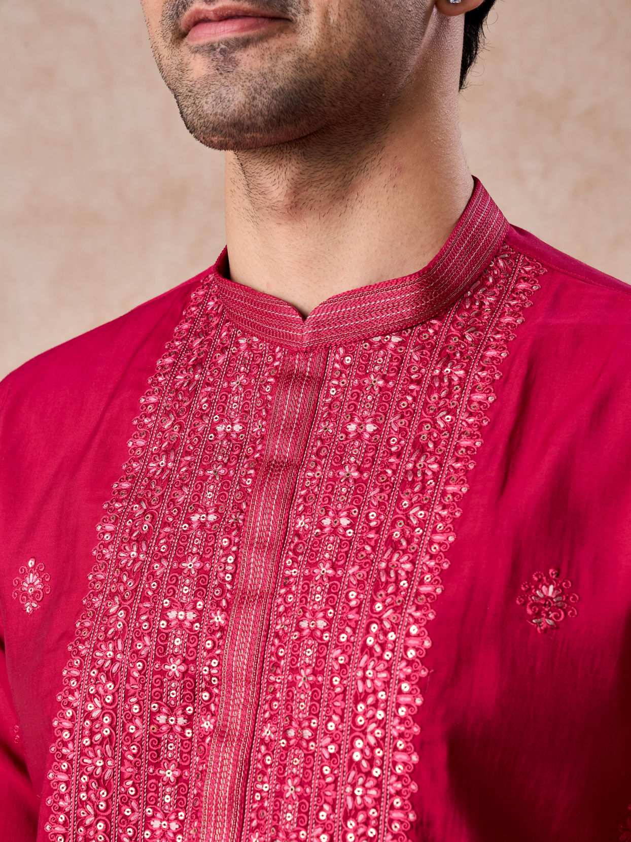 Manyavar Men Radiant Rani Pink Kurta Pajama
