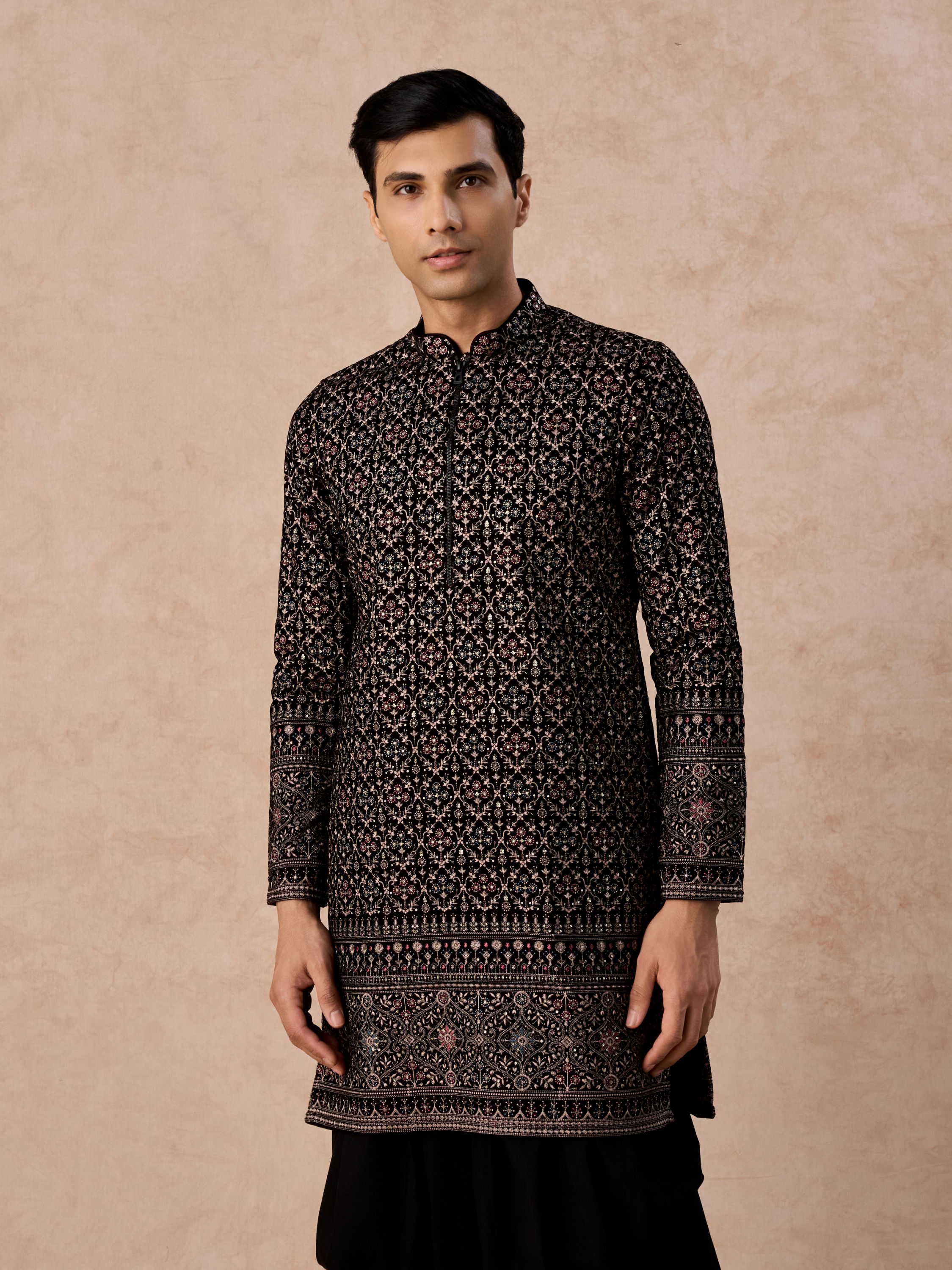 Manyavar Men Velvety Purple Splendour Kurta Patiala