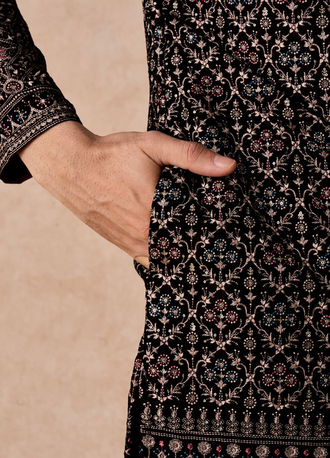 Manyavar Men Velvety Purple Splendour Kurta Patiala