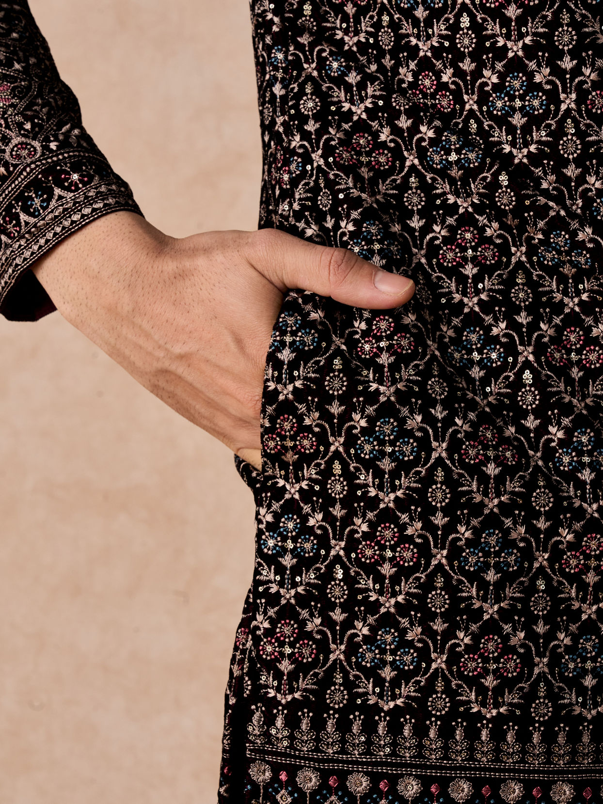 Manyavar Men Velvety Purple Splendour Kurta Patiala