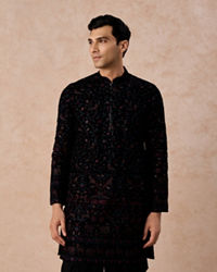 Manyavar Men Luxurious Wine Velvet Kurta Patiala