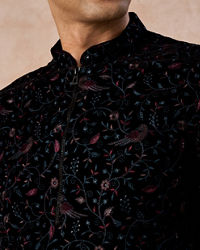 Manyavar Men Luxurious Wine Velvet Kurta Patiala