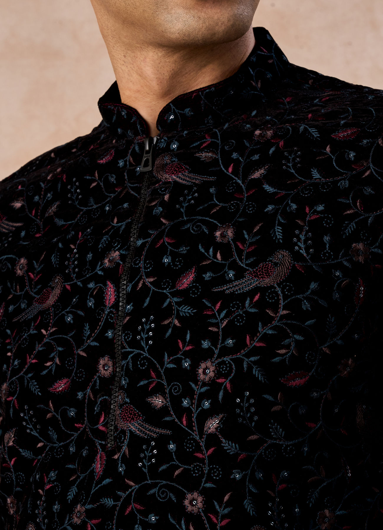 Manyavar Men Luxurious Wine Velvet Kurta Patiala