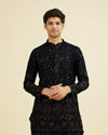 Manyavar Men Majestic Blue Mid Length Kurta Patiala