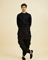 Manyavar Men Majestic Blue Mid Length Kurta Patiala