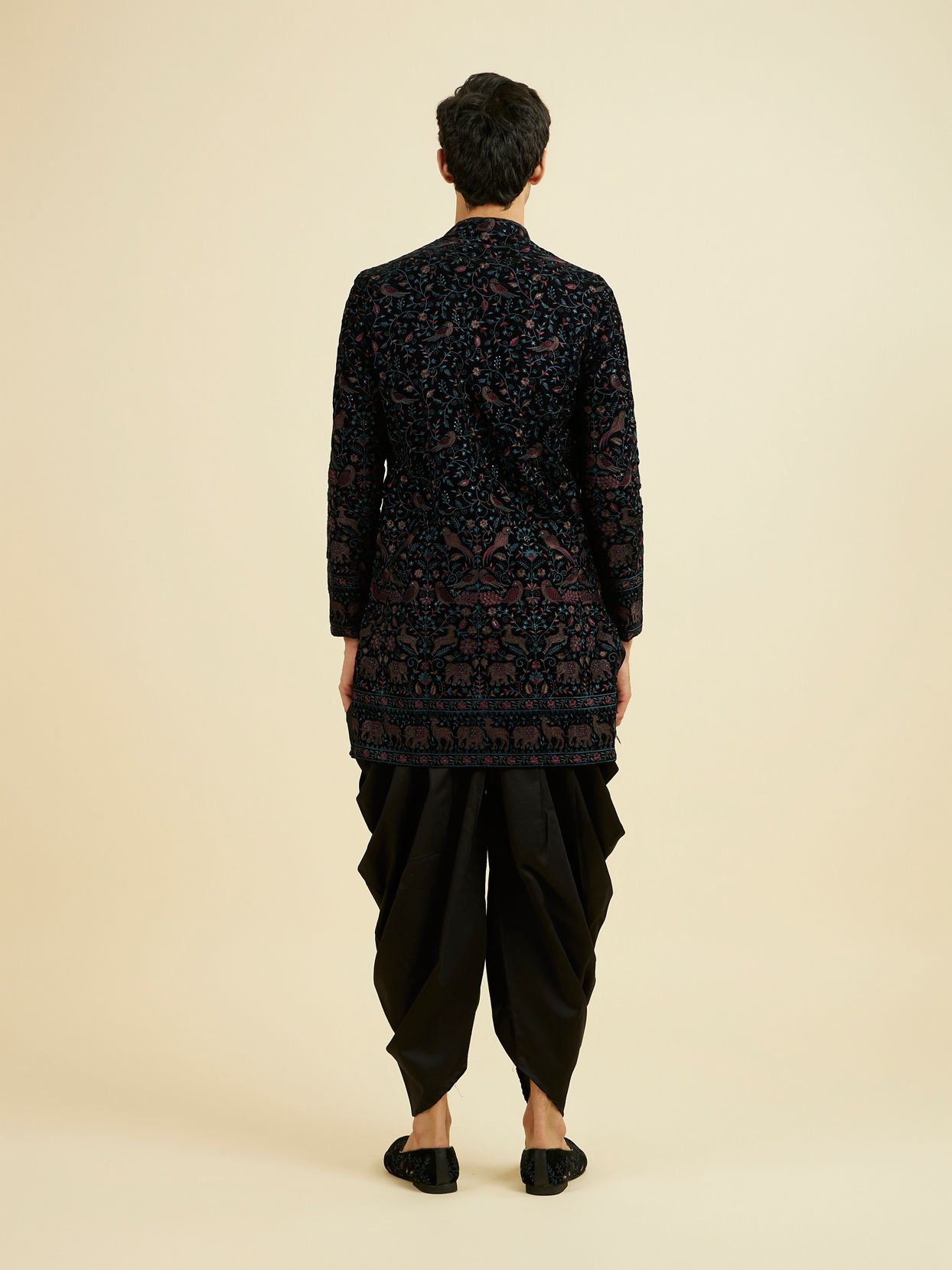Manyavar Men Majestic Blue Mid Length Kurta Patiala
