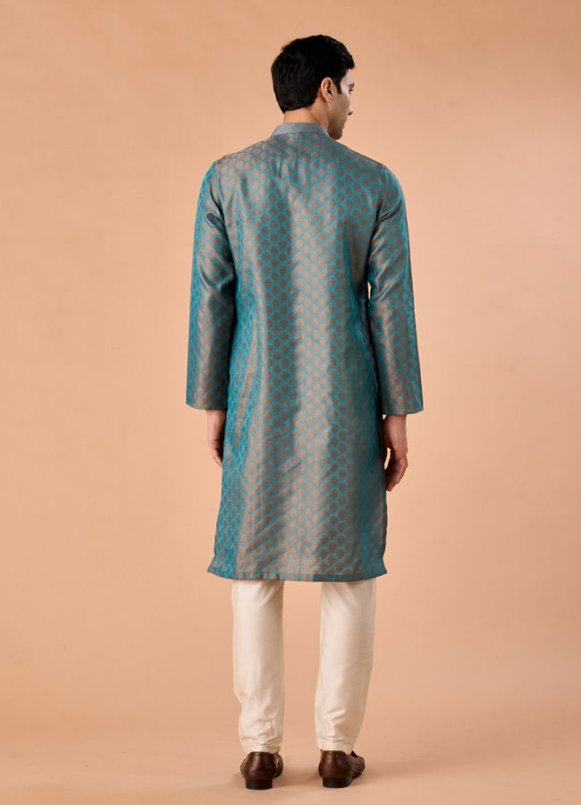 Manyavar Men Teal Green Grandeur Kurta Pajama