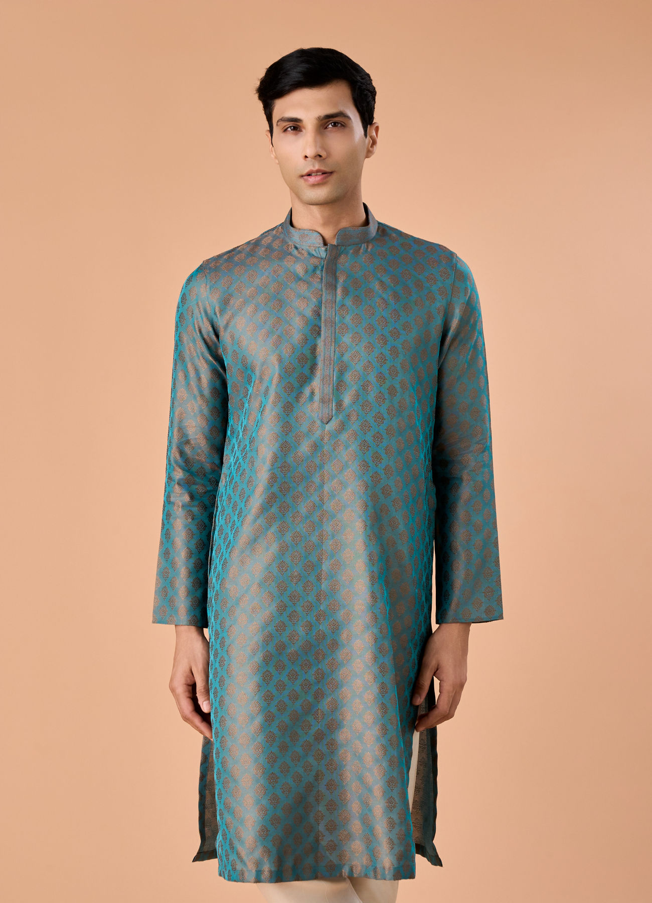 Manyavar Men Teal Green Grandeur Kurta Pajama