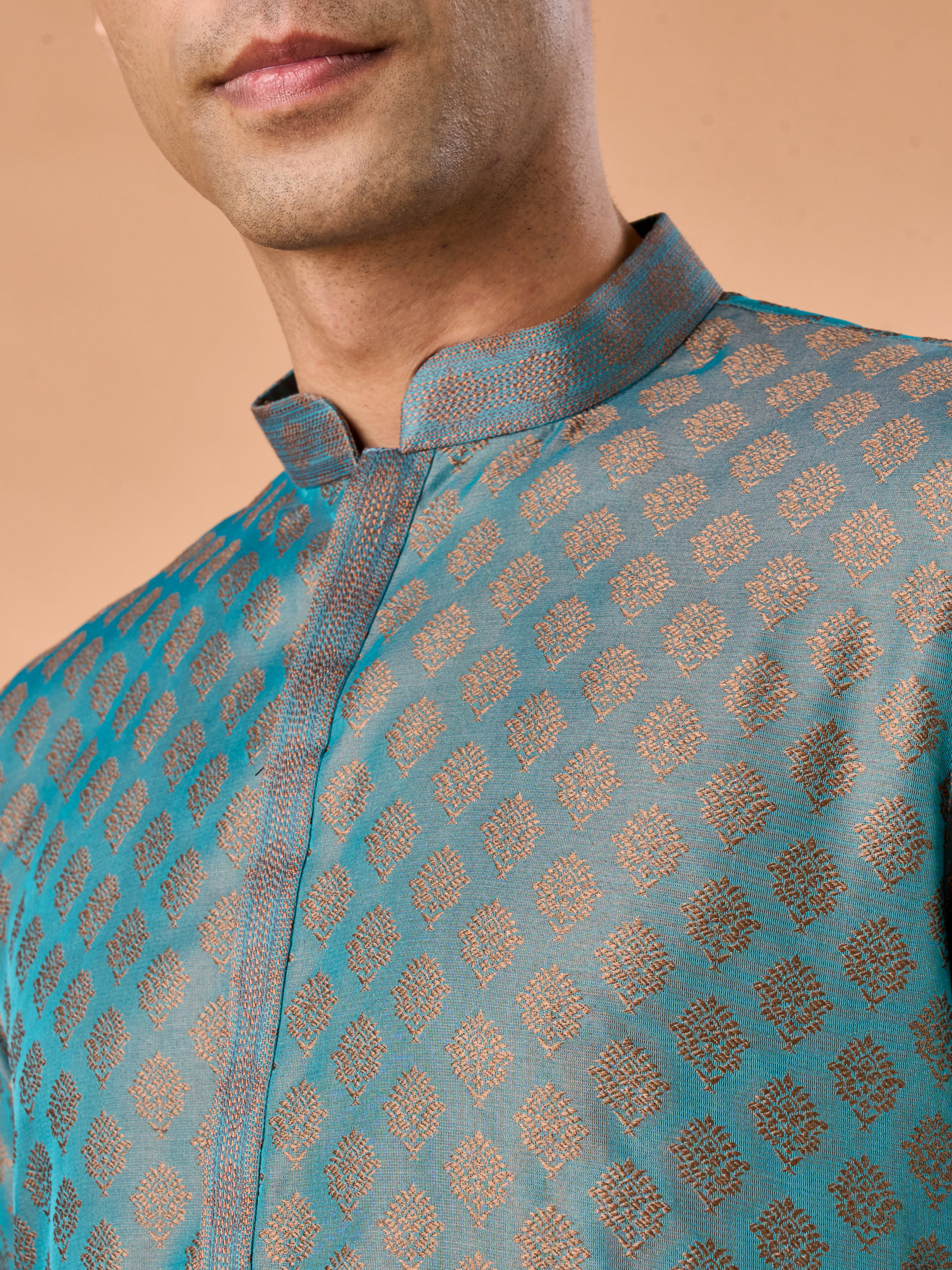 Manyavar Men Teal Green Grandeur Kurta Pajama