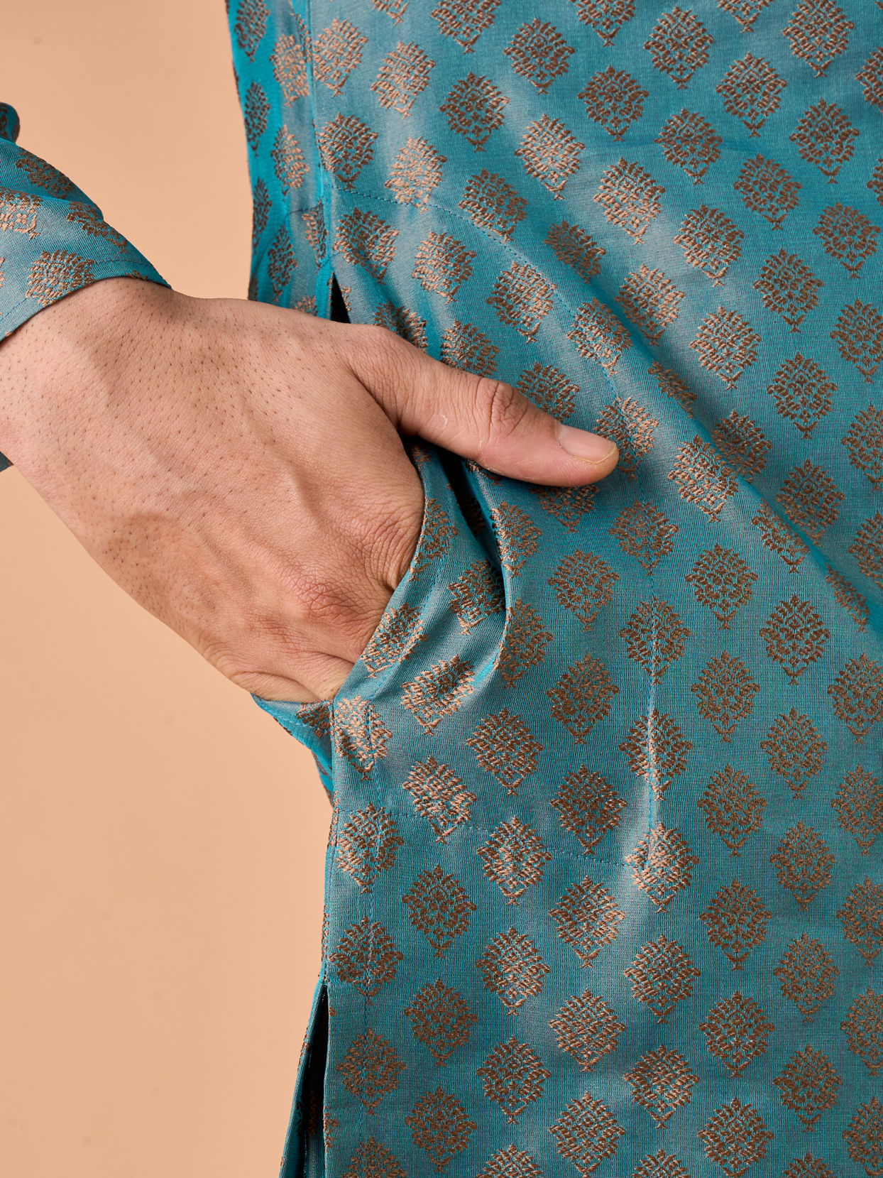 Manyavar Men Teal Green Grandeur Kurta Pajama