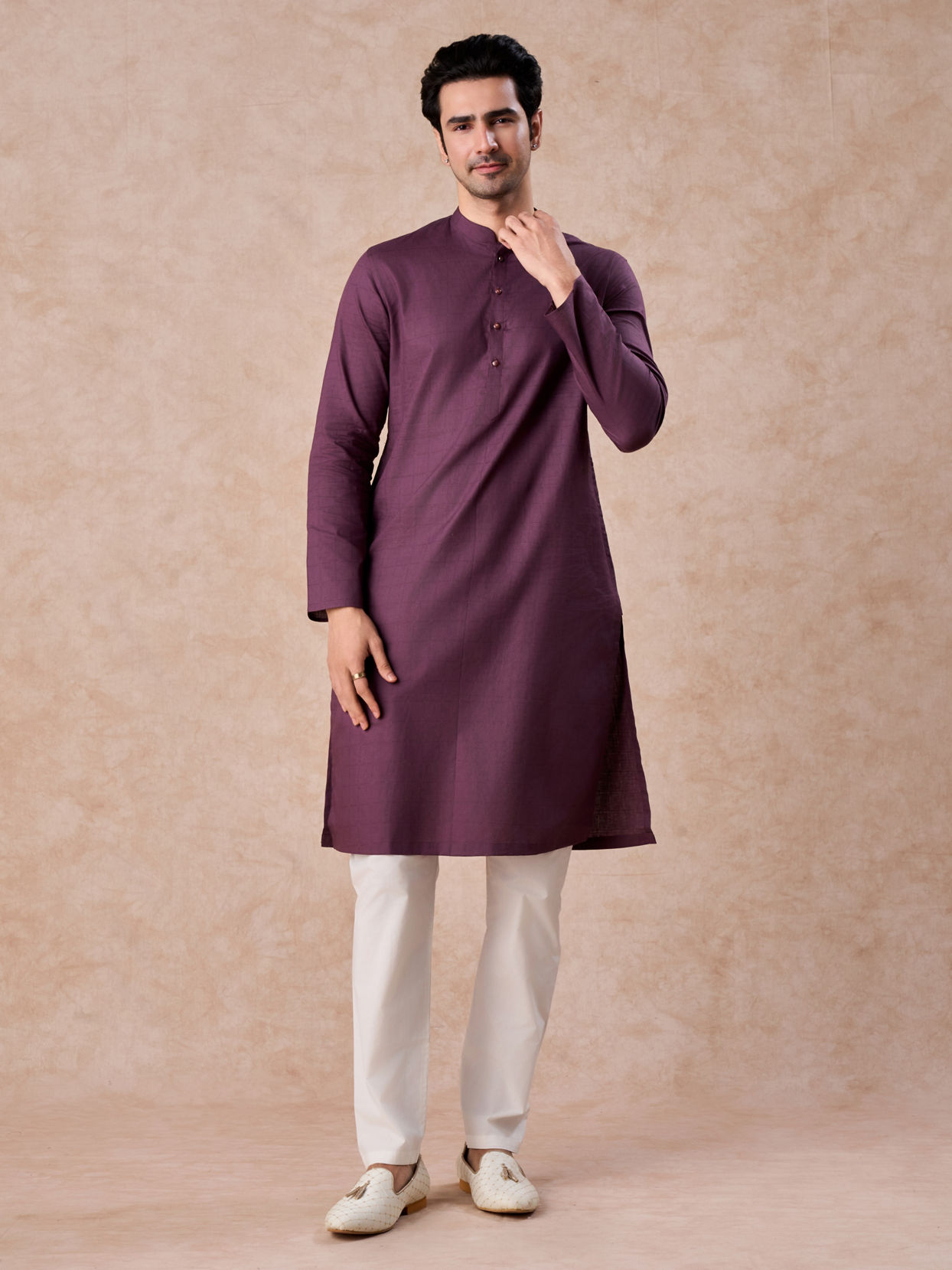 Manyavar Men Royal Purple Charm Kurta Pajama