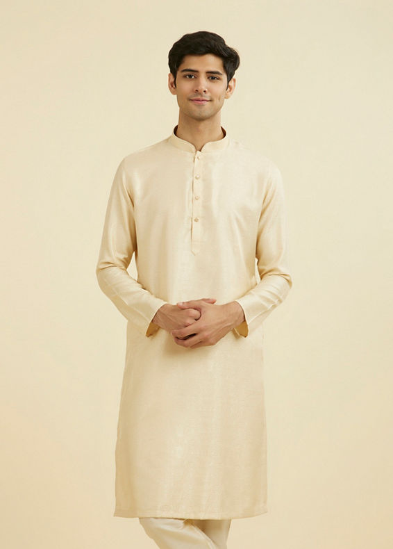 Manyavar Men Beige Elegance Kurta Pajama
