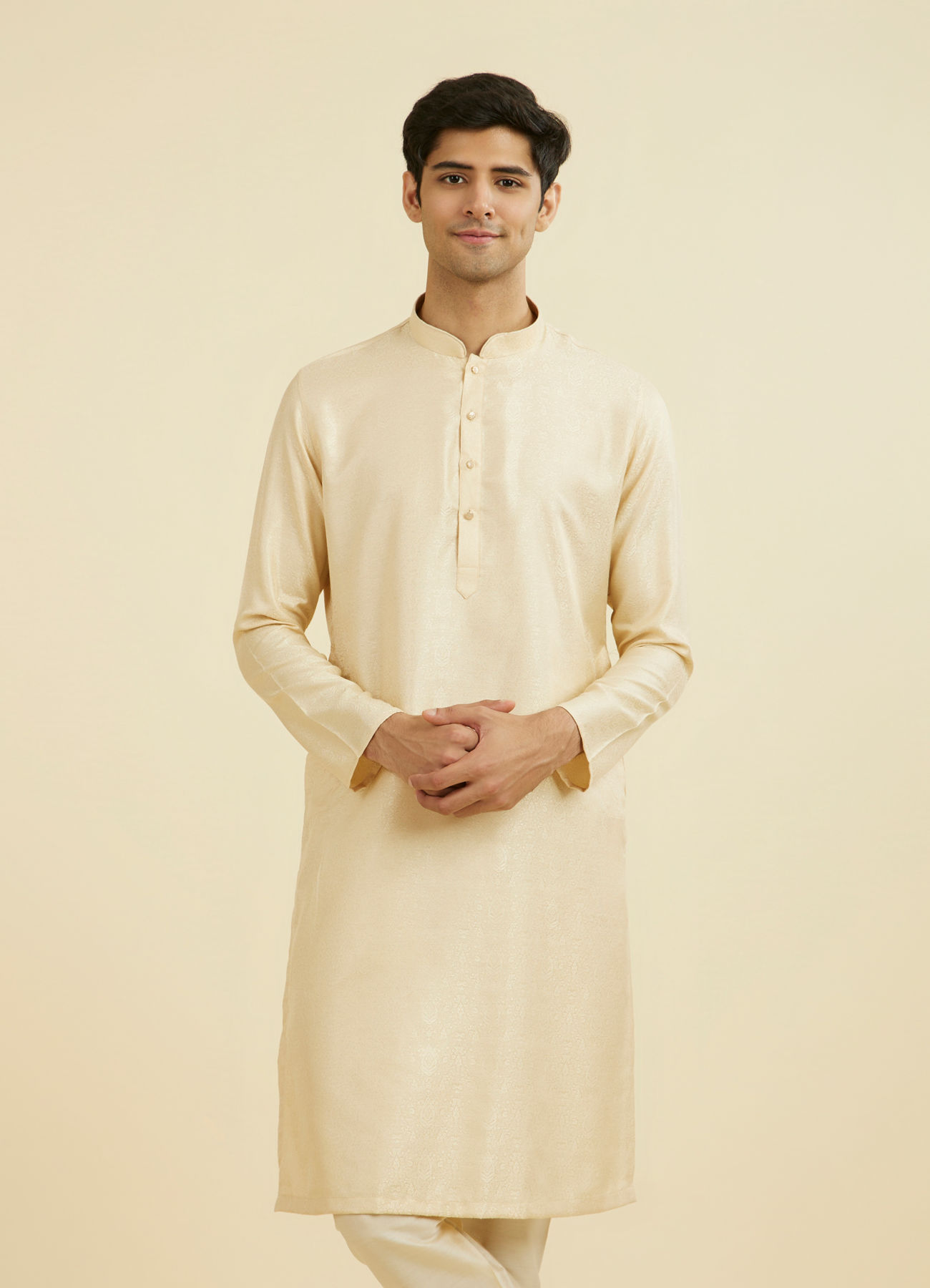 Manyavar Men Beige Elegance Kurta Pajama