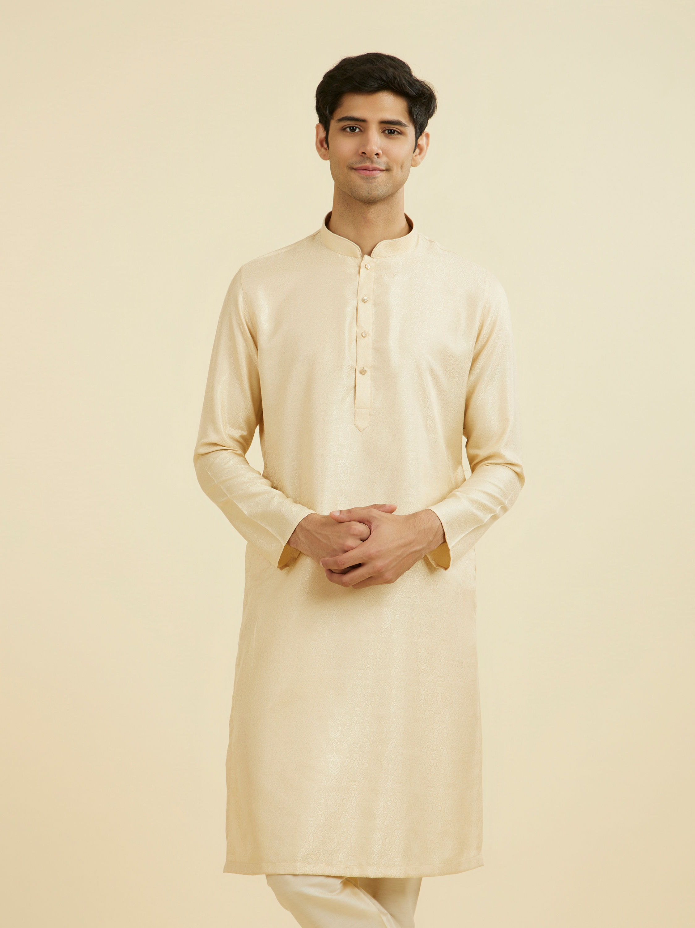 Manyavar Men Beige Elegance Kurta Pajama