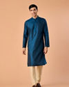 Manyavar Men Elegant Teal Blue Kurta Pajama