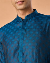 Manyavar Men Elegant Teal Blue Kurta Pajama