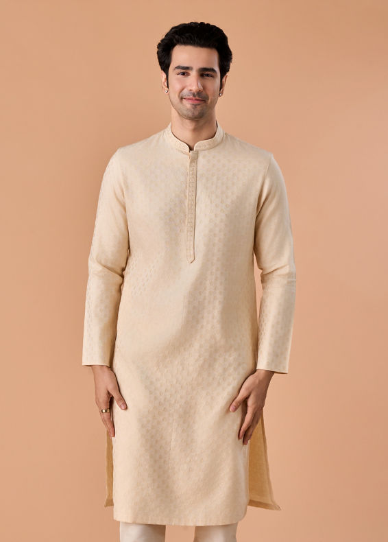 Manyavar Men Beige Elegance Kurta Pajama