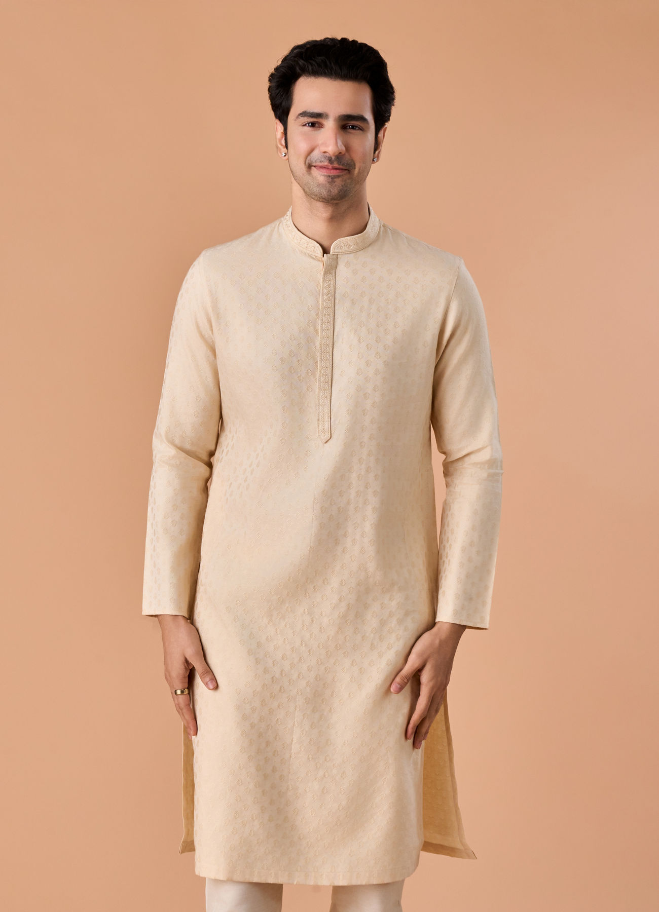 Manyavar Men Beige Elegance Kurta Pajama