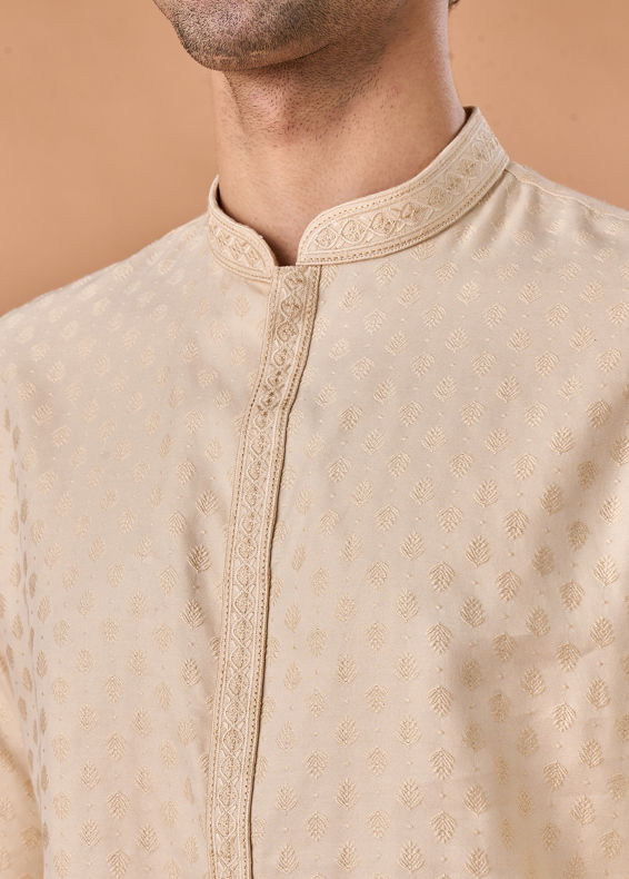 Manyavar Men Beige Elegance Kurta Pajama