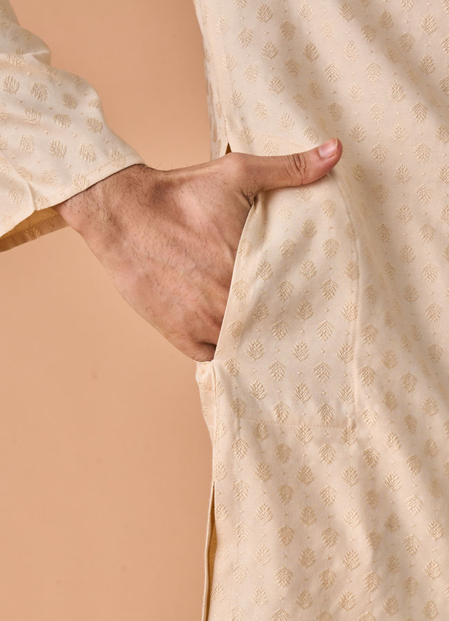 Manyavar Men Beige Elegance Kurta Pajama