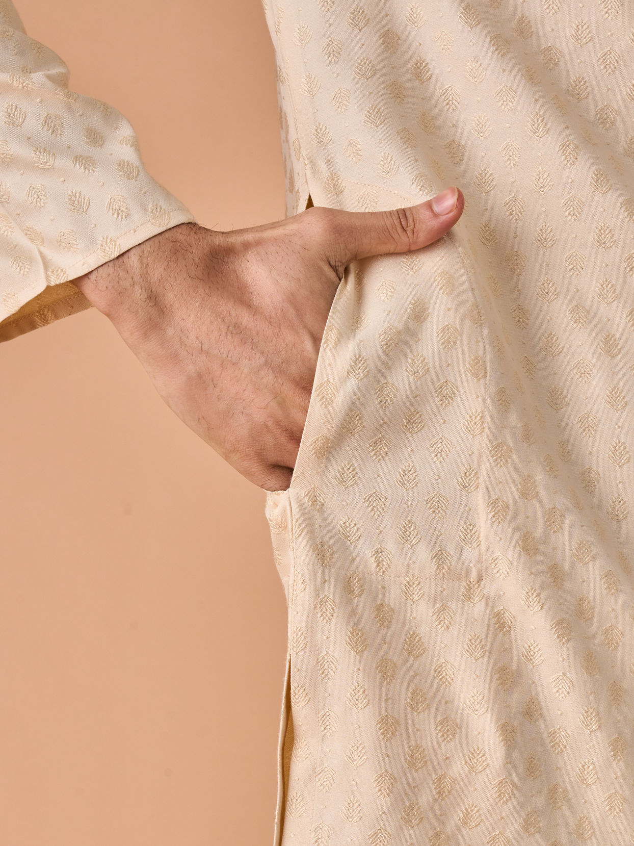 Manyavar Men Beige Elegance Kurta Pajama