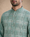 Manyavar Men Green Blended Cotton Kurta Pajama