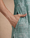 Manyavar Men Green Blended Cotton Kurta Pajama