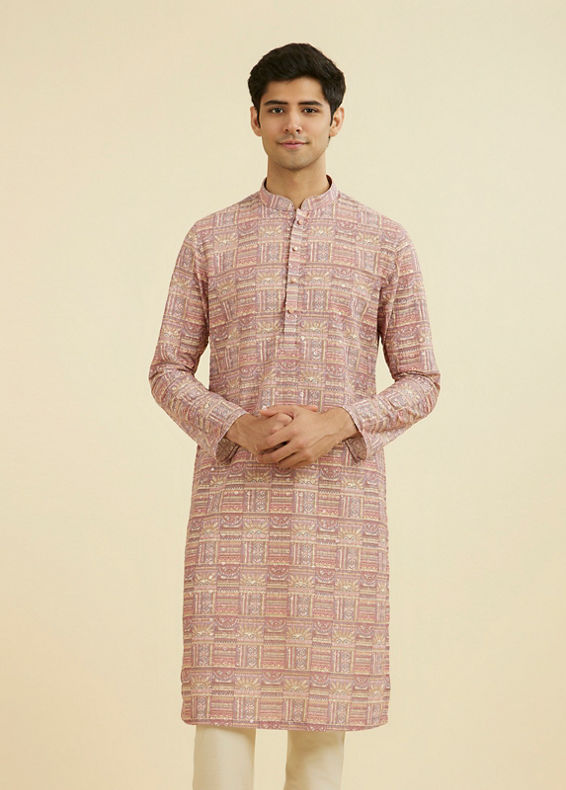 Manyavar Men Dusty Pink Kurta Pajama