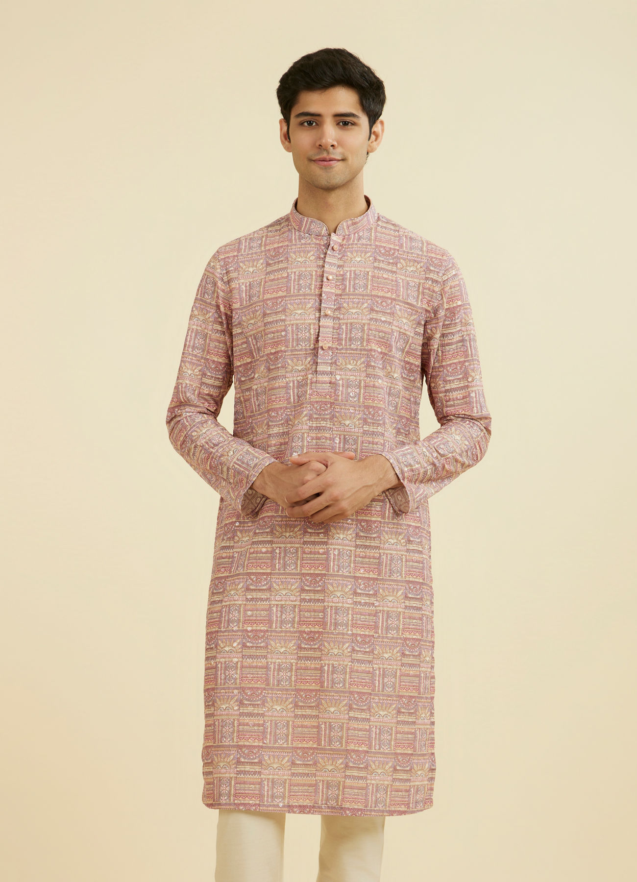 Manyavar Men Dusty Pink Kurta Pajama