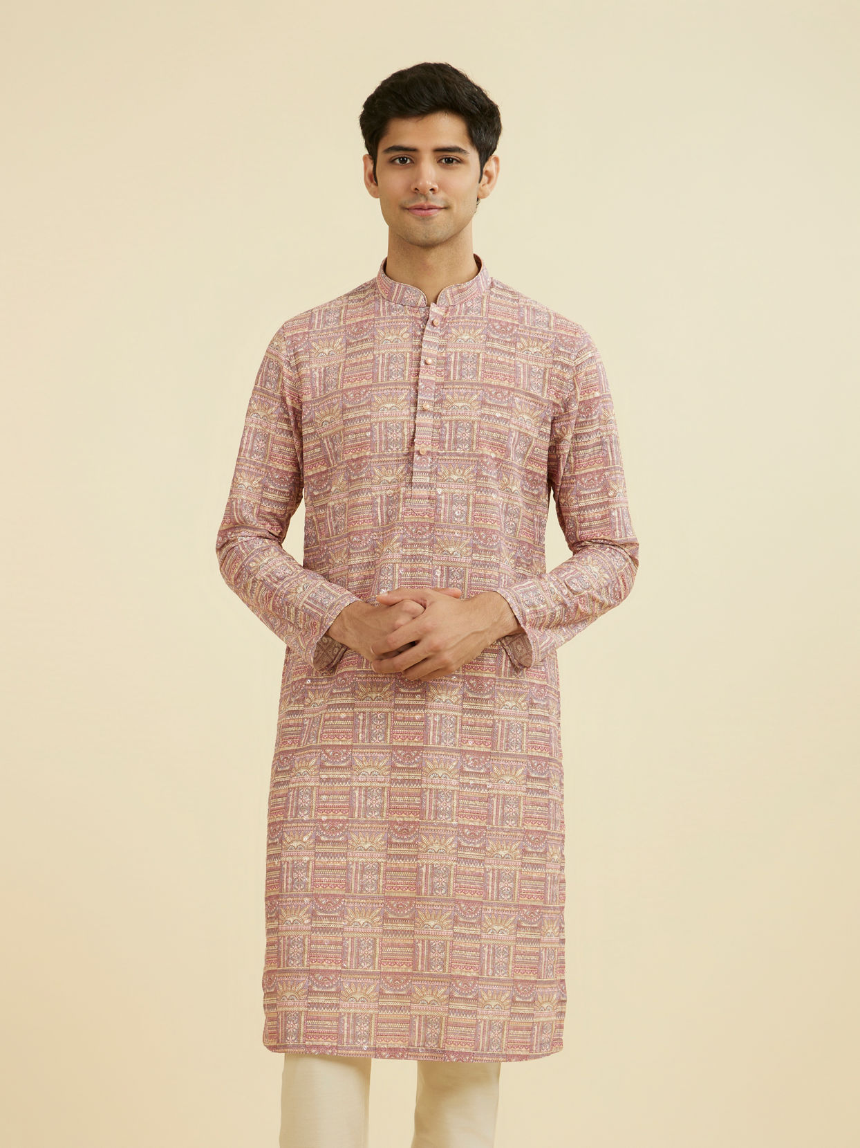 Manyavar Men Dusty Pink Kurta Pajama