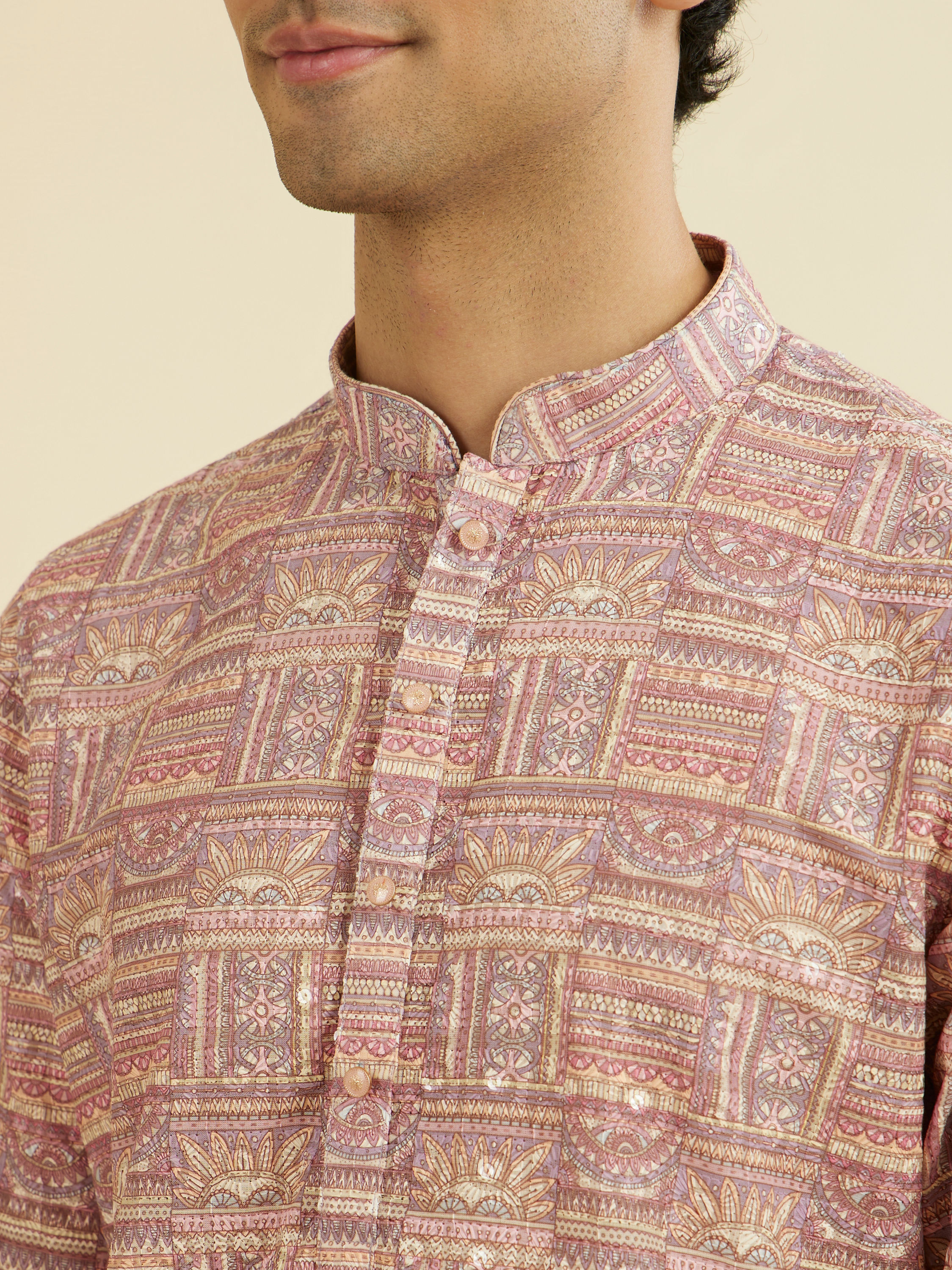 Manyavar Men Dusty Pink Kurta Pajama