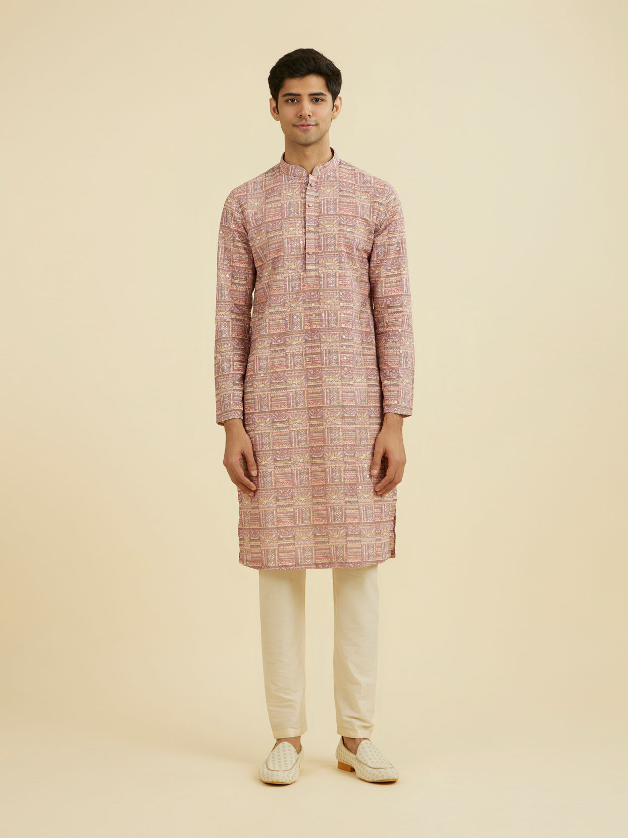 Manyavar Men Dusty Pink Kurta Pajama