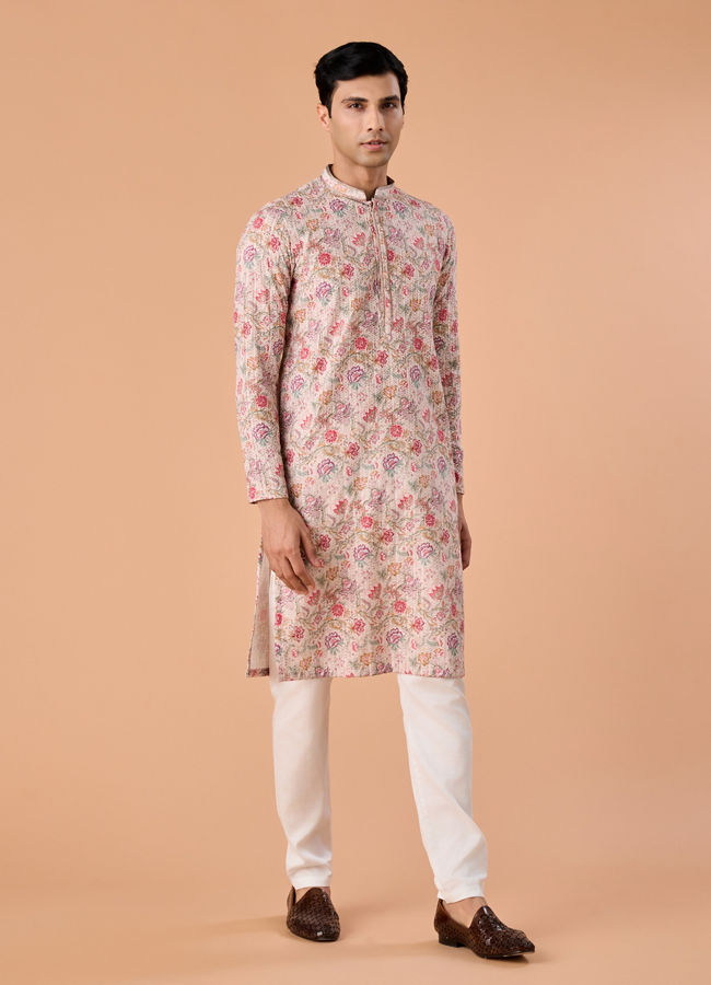 Manyavar Men Beige Elegance Kurta Pajama