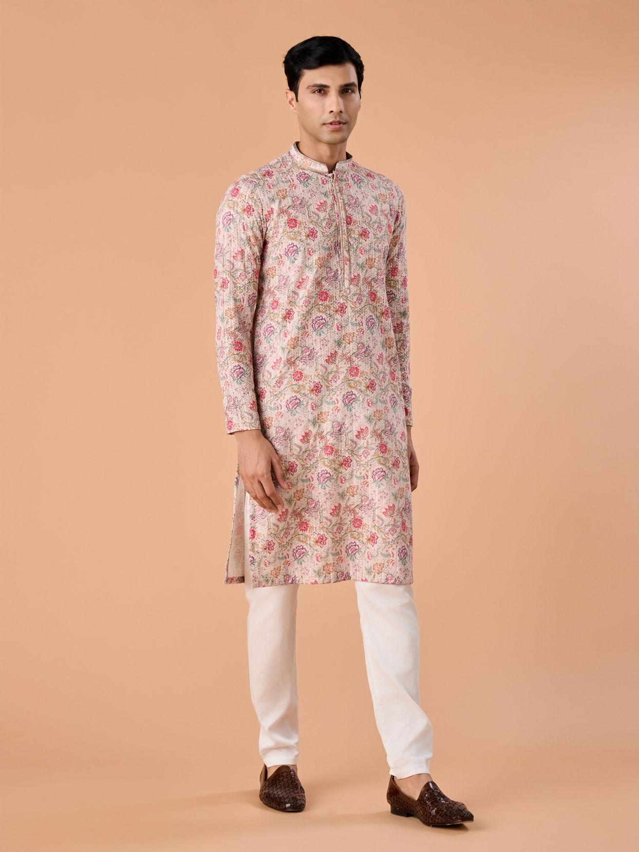 Manyavar Men Beige Elegance Kurta Pajama